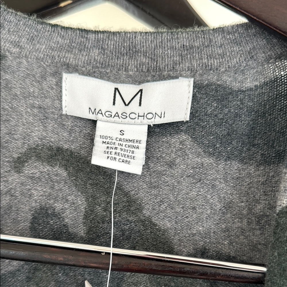 Magaschoni Gray and Black Knit Cardigan Sweater - Picture 2 of 6